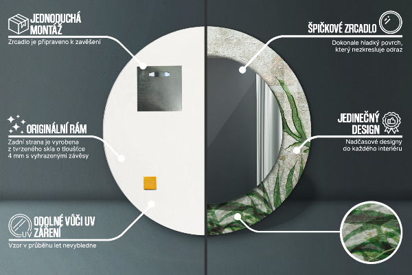 Decoratiuni perete cu oglinda Frunze de ferigă