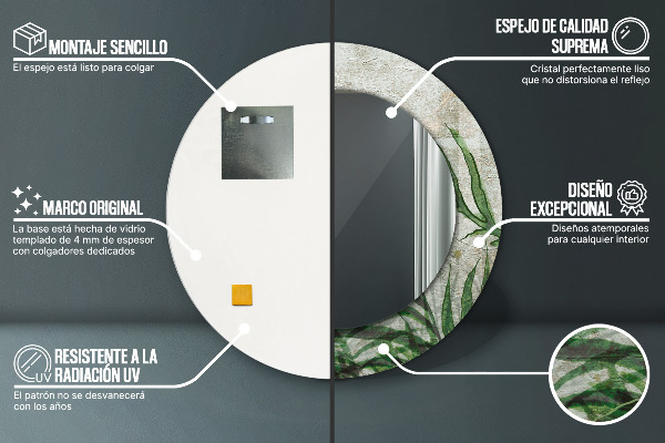 Decoratiuni perete cu oglinda Frunze de ferigă