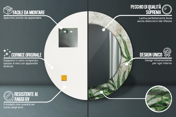 Decoratiuni perete cu oglinda Frunze de ferigă