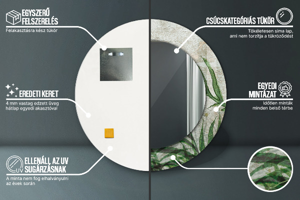 Decoratiuni perete cu oglinda Frunze de ferigă