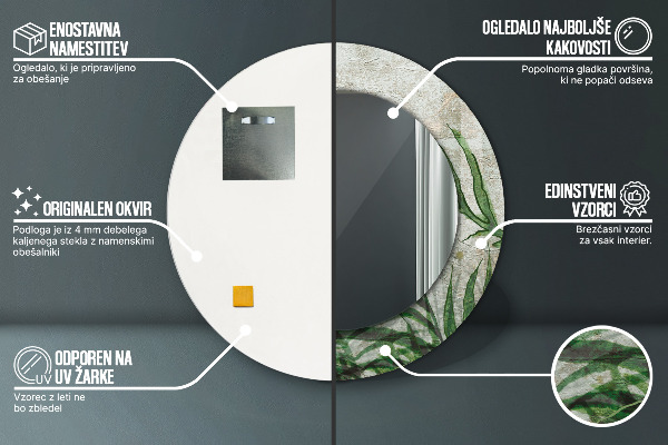 Decoratiuni perete cu oglinda Frunze de ferigă