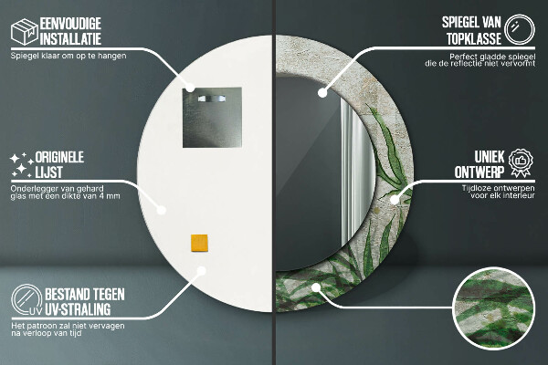 Decoratiuni perete cu oglinda Frunze de ferigă