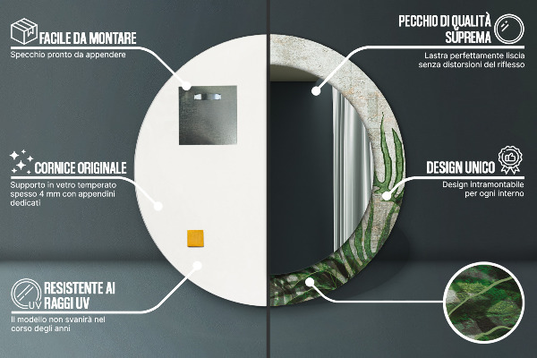 Decoratiuni perete cu oglinda Frunze de ferigă