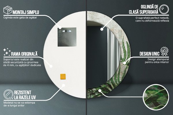 Decoratiuni perete cu oglinda Frunze de ferigă