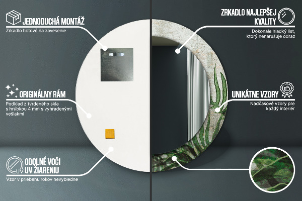 Decoratiuni perete cu oglinda Frunze de ferigă