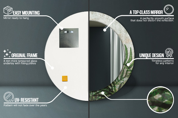 Decoratiuni perete cu oglinda Frunze de ferigă