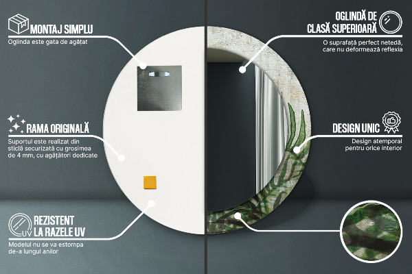 Decoratiuni perete cu oglinda Frunze de ferigă