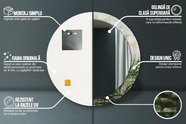 Decoratiuni perete cu oglinda Frunze de ferigă