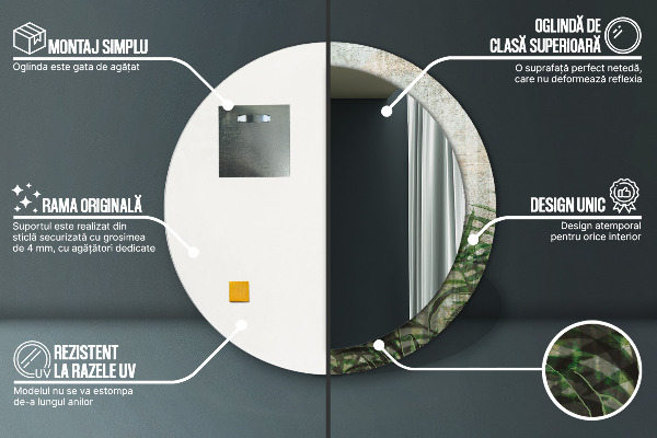 Decoratiuni perete cu oglinda Frunze de ferigă