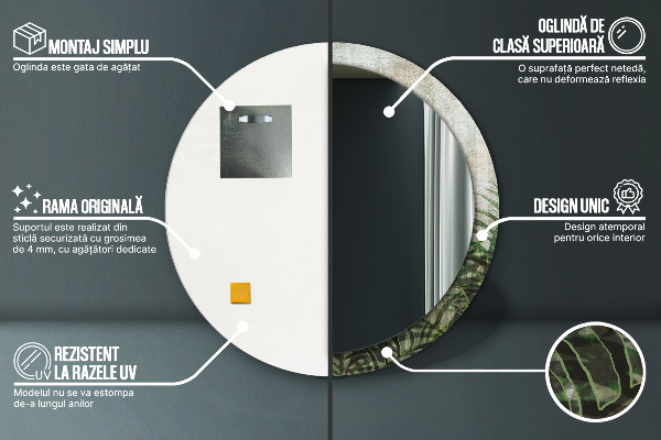 Decoratiuni perete cu oglinda Frunze de ferigă