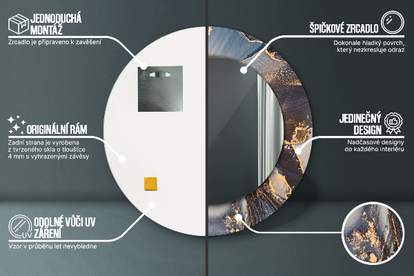 Oglinda rotunda imprimata Fluid abstract