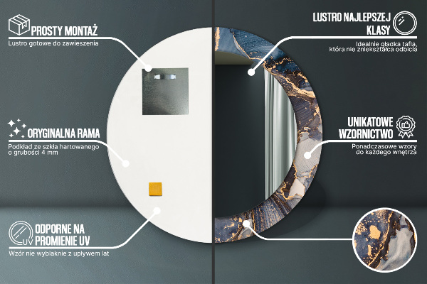 Oglinda rotunda imprimata Fluid abstract