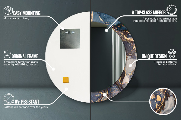 Oglinda rotunda imprimata Fluid abstract