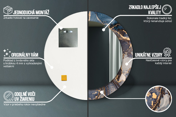 Oglinda rotunda imprimata Fluid abstract