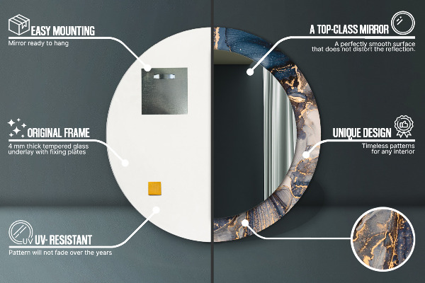 Oglinda rotunda imprimata Fluid abstract