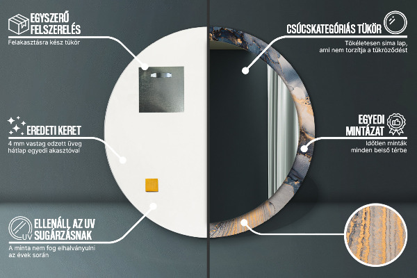 Oglinda rotunda imprimata Fluid abstract