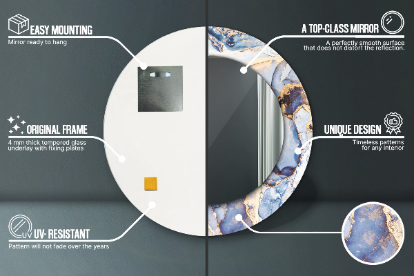 Oglinda rotunda imprimata Artă lichidă abstractă