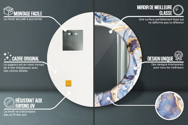 Oglinda rotunda imprimata Artă lichidă abstractă