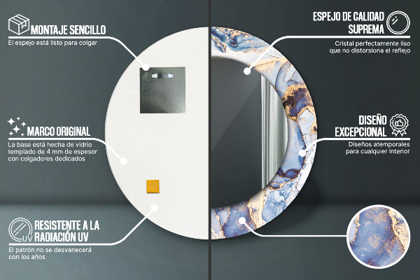 Oglinda rotunda imprimata Artă lichidă abstractă