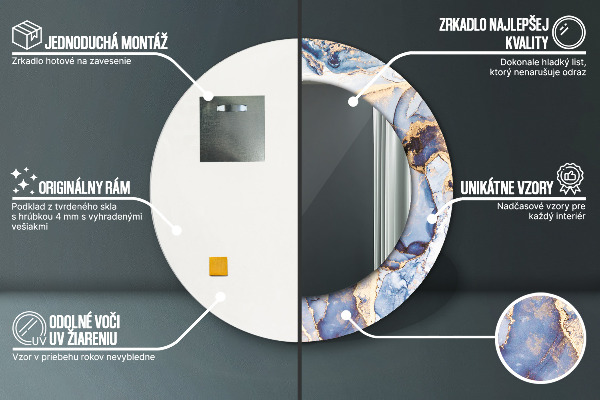 Oglinda rotunda imprimata Artă lichidă abstractă