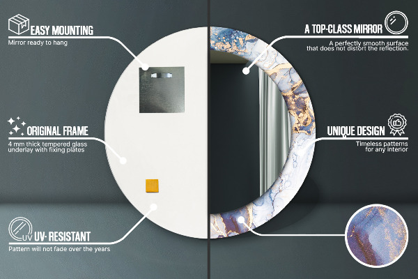 Oglinda rotunda imprimata Artă lichidă abstractă