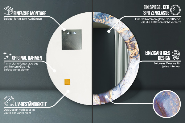 Oglinda rotunda imprimata Artă lichidă abstractă