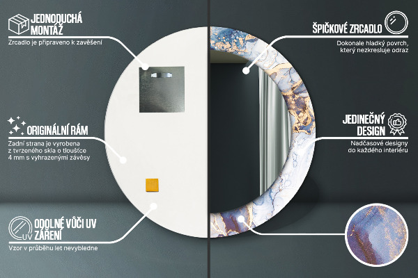 Oglinda rotunda imprimata Artă lichidă abstractă