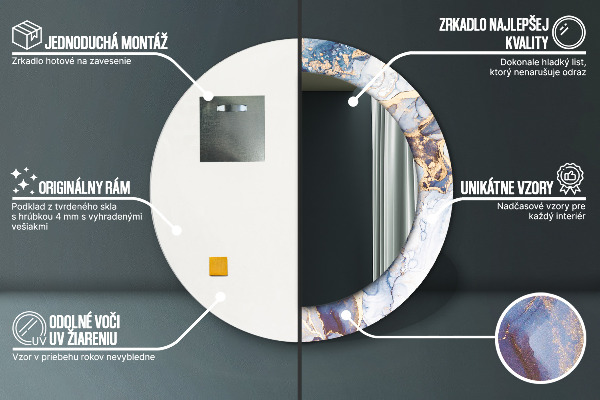 Oglinda rotunda imprimata Artă lichidă abstractă