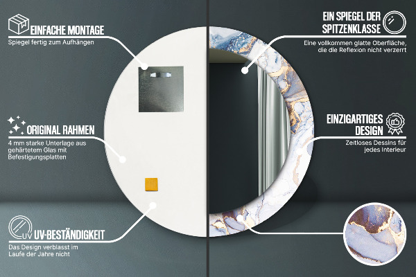 Oglinda rotunda imprimata Artă lichidă abstractă