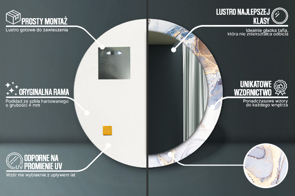 Oglinda rotunda imprimata Artă lichidă abstractă