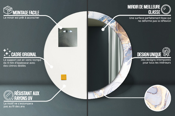 Oglinda rotunda imprimata Artă lichidă abstractă