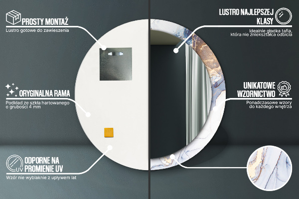 Oglinda rotunda imprimata Artă lichidă abstractă