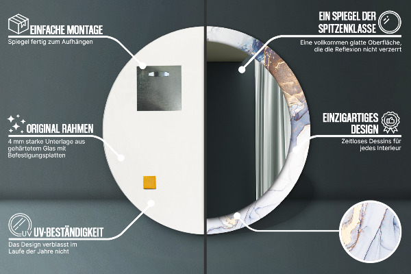 Oglinda rotunda imprimata Artă lichidă abstractă
