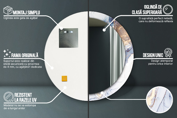 Oglinda rotunda imprimata Artă lichidă abstractă