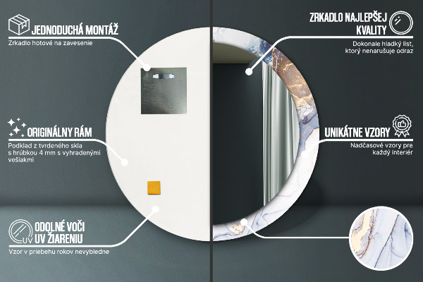 Oglinda rotunda imprimata Artă lichidă abstractă