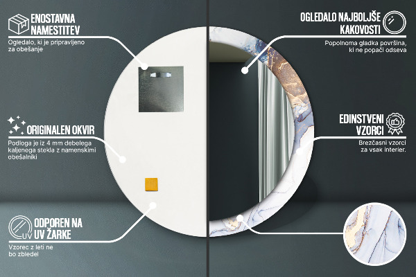 Oglinda rotunda imprimata Artă lichidă abstractă