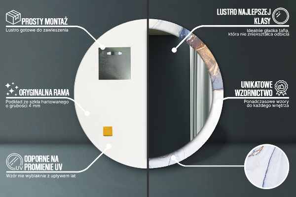 Oglinda rotunda imprimata Artă lichidă abstractă