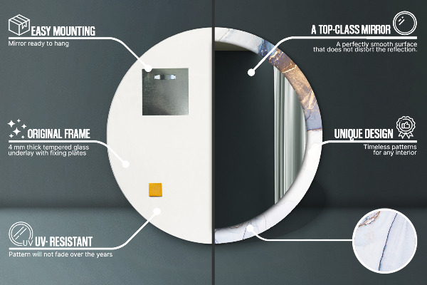 Oglinda rotunda imprimata Artă lichidă abstractă