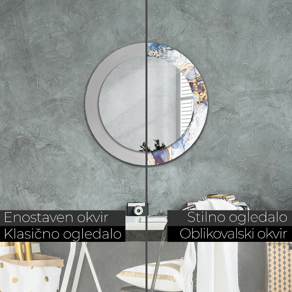 Oglinda rotunda imprimata Artă lichidă abstractă