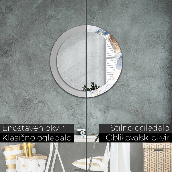 Oglinda rotunda imprimata Artă lichidă abstractă