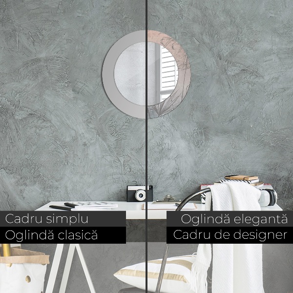 Oglinda rotunda imprimata Flori tropicale