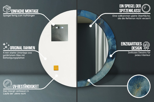 Oglinda rotunda imprimata Marmură onyx
