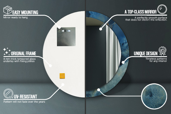 Oglinda rotunda imprimata Marmură onyx