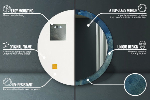 Oglinda rotunda imprimata Marmură onyx