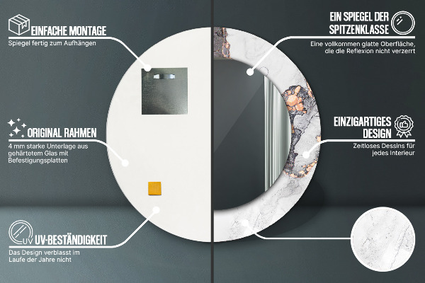 Oglinda rotunda imprimata Fluid abstract