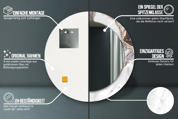 Oglinda rotunda imprimata Fluid abstract