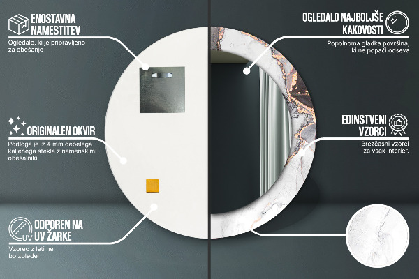 Oglinda rotunda imprimata Fluid abstract