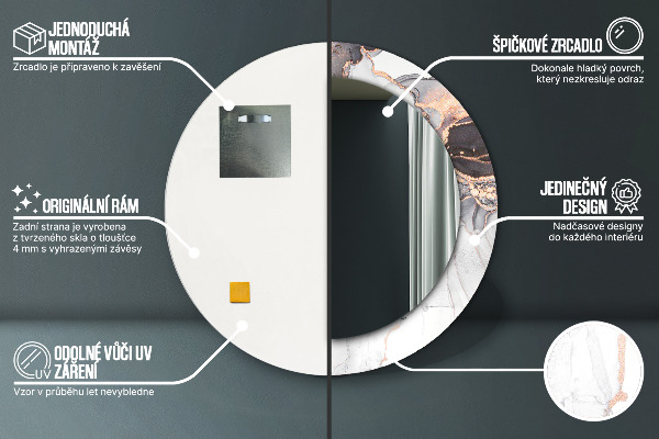 Oglinda rotunda imprimata Fluid abstract