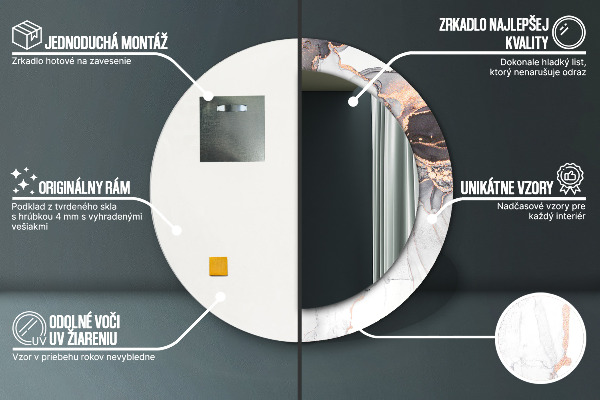 Oglinda rotunda imprimata Fluid abstract