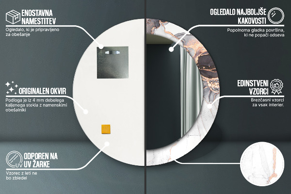 Oglinda rotunda imprimata Fluid abstract